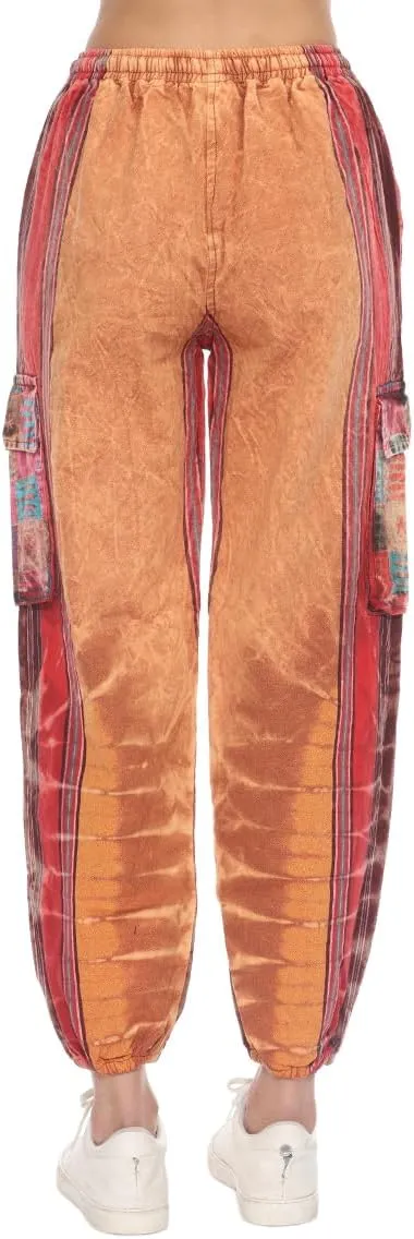 THE COLLECTION ROYAL Unisex Hippie Stonewashed Bohemian Casual Rave Festival Harem Drawstring Boho Trouser Jogger Pants
