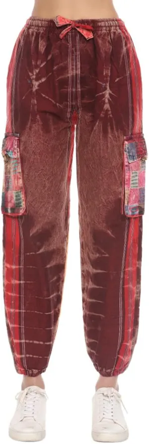 THE COLLECTION ROYAL Unisex Hippie Stonewashed Bohemian Casual Rave Festival Harem Drawstring Boho Trouser Jogger Pants