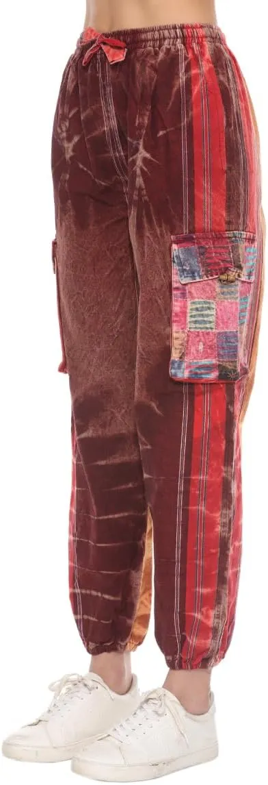 THE COLLECTION ROYAL Unisex Hippie Stonewashed Bohemian Casual Rave Festival Harem Drawstring Boho Trouser Jogger Pants