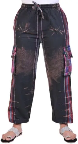 THE COLLECTION ROYAL Unisex Hippie Stonewashed Bohemian Casual Rave Festival Harem Drawstring Boho Trouser Jogger Pants