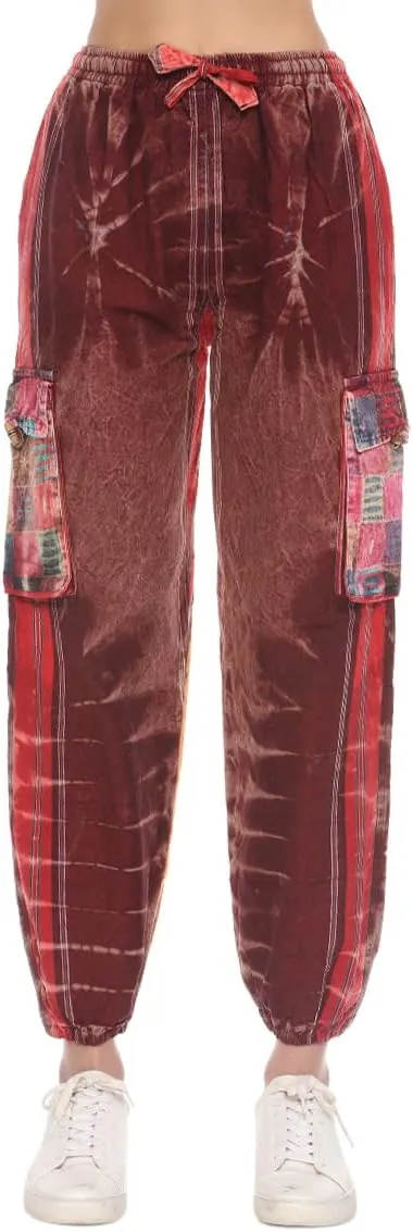 THE COLLECTION ROYAL Unisex Hippie Stonewashed Bohemian Casual Rave Festival Harem Drawstring Boho Trouser Jogger Pants