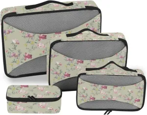 Travel Cubes for Packing 4 Set Suitcase Organizer Travel Organizers Paxking Cubes Vintage Flowers