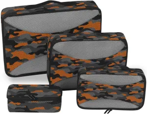 Travel Packing Cubes 4 Set Luggage Cubes for Packing Travel Cubes for Packing Women Packing Cube Camouflage Texture Grid