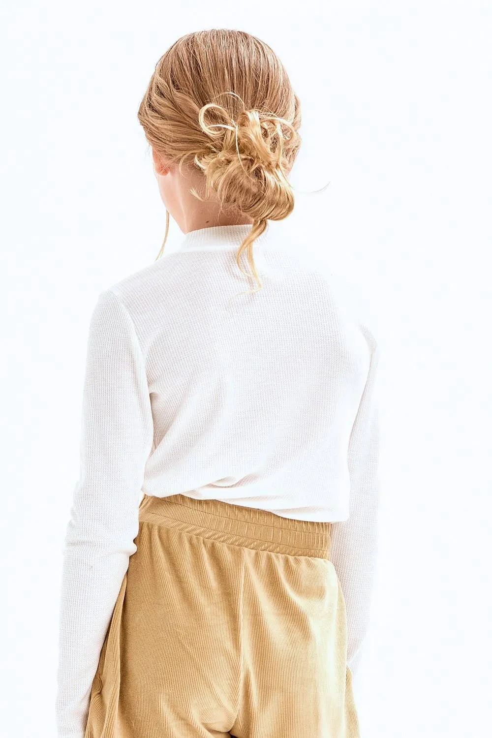 Tween Thermal Knit Mock Neck Basic Top