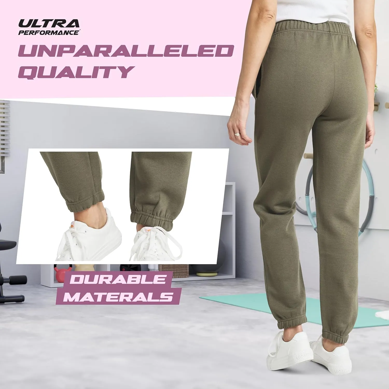 Ultra Performance Womens 3 PK High Waisted Fleece Cinched Pant