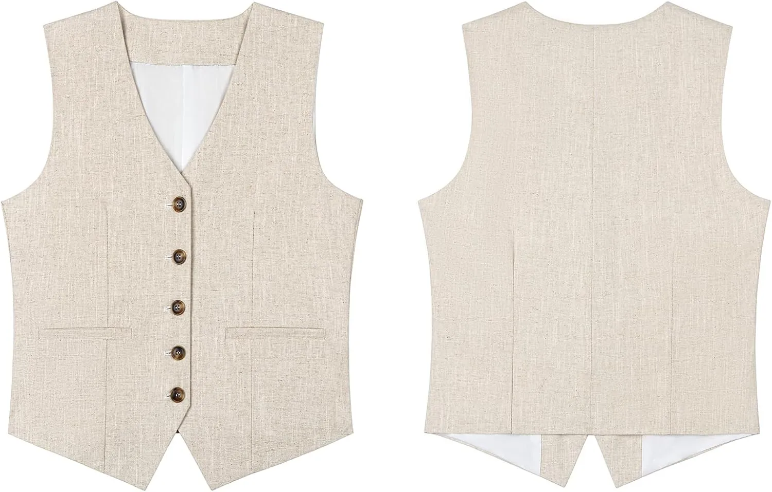 Uohzus Women's Linen Waistcoat V-Neck Dressy Vest 2025 Summer Linen Sleeveless Waistcoat Casual Cotton Suit Tops