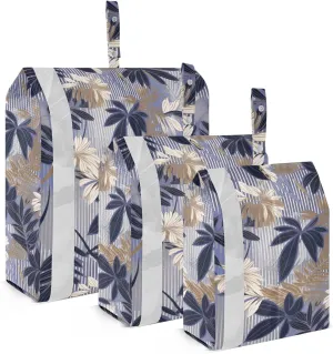Watercolor Colorful Leaves Blue Packing Cubes for Travel 3 Set Large Packing Cubes Luggage Bags Organizer for Travel