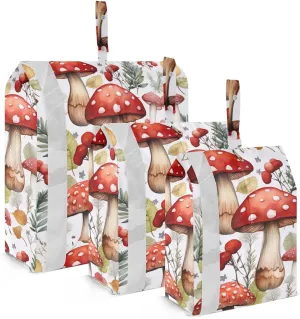 Watercolor Red Mushrooms Leaves Packing Cubes for Travel 3 Set Compression Packing Cube Luggage Cubes for Packing