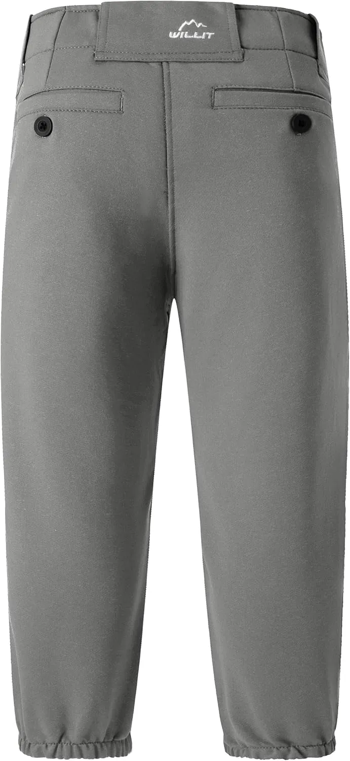 Willit Girls' Softball Pants Kids' Youth Baseball Pant Belted Low Rise Fastpitch Pants with Pockets