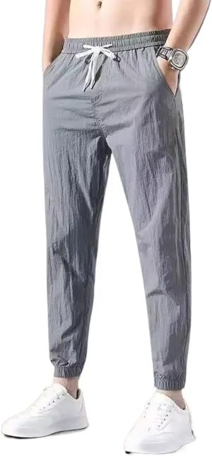 WOLONG Business Casual Summer Men's Patchwork Elasticized Drawstring Pocket Color Slim Fit Versatile Strap Harem Pants