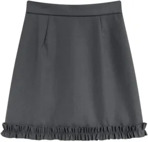 Women Asymmetrical High Waist Mini A- Line Skirt Ruffled Pleated Skirts