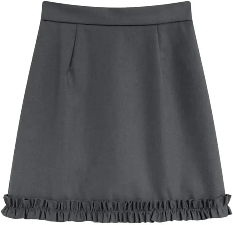 Women Asymmetrical High Waist Mini A- Line Skirt Ruffled Pleated Skirts