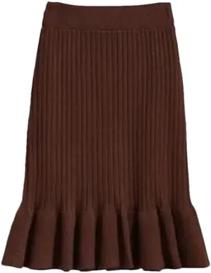 Women Autumn Winter Elegant High Waist Mermaid Skirt Solid Color Lady Office Wear Knitted Pleated Skirts