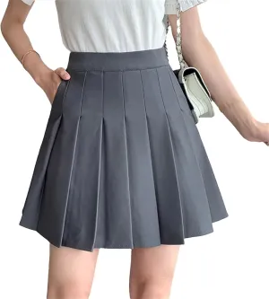 Women Elastic High Waist Pleated Skirt Summer Casual A-Line Mini Skirts Versatile Party Skirts
