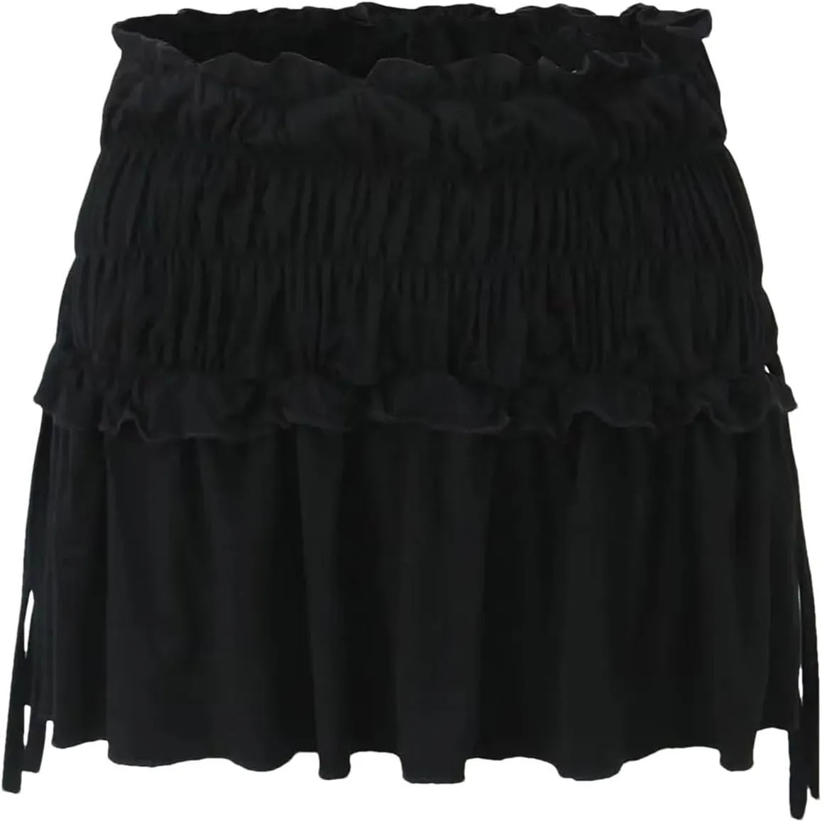Women Elastic Waist Pleated Mini Skirt Summer Solid Color Casual Holiday Bodycon Skirts