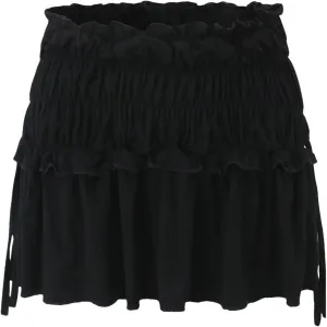 Women Elastic Waist Pleated Mini Skirt Summer Solid Color Casual Holiday Bodycon Skirts