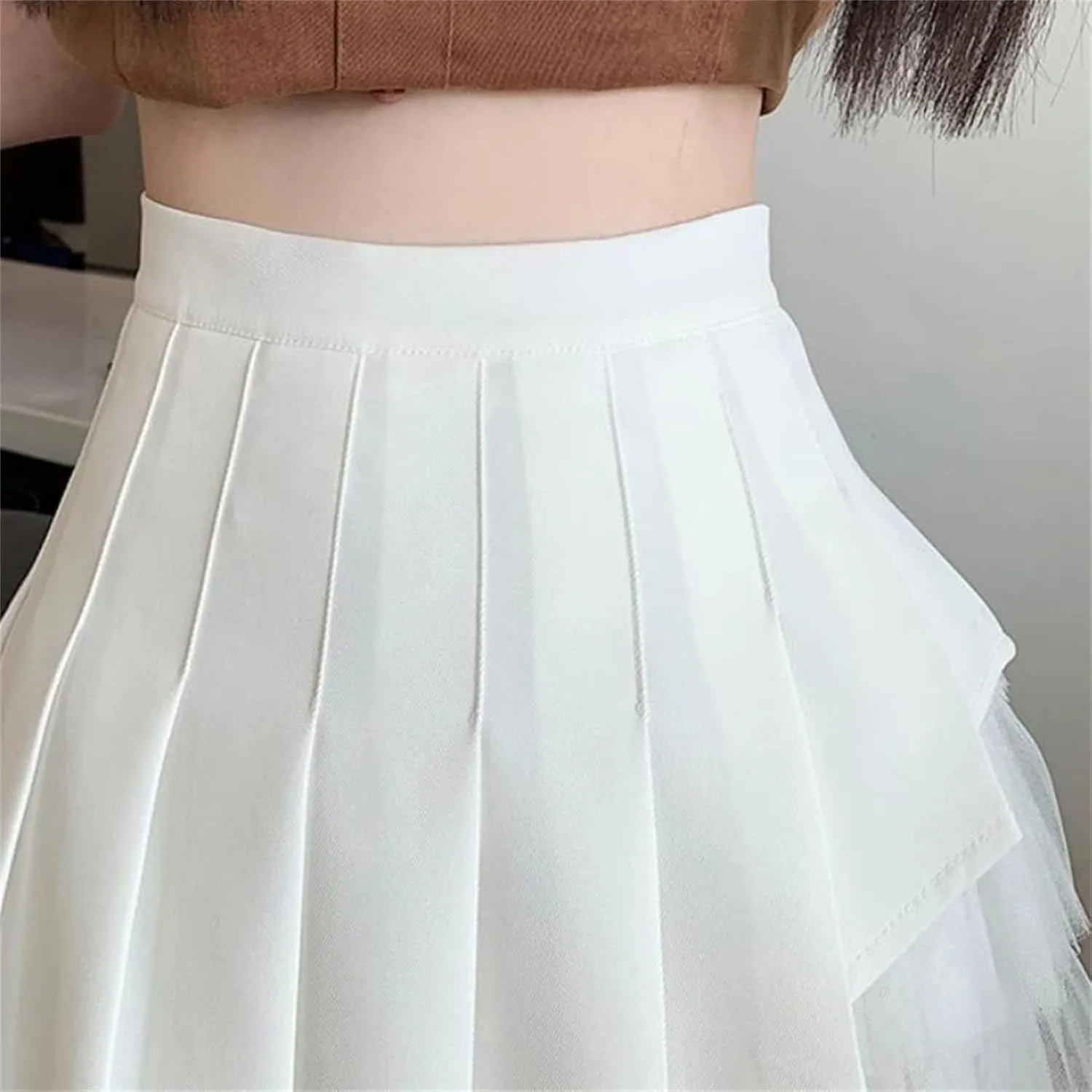 Women Fashion Spliced Pleated Skirts Summer High Waist Casual Mini Holiday Skirt