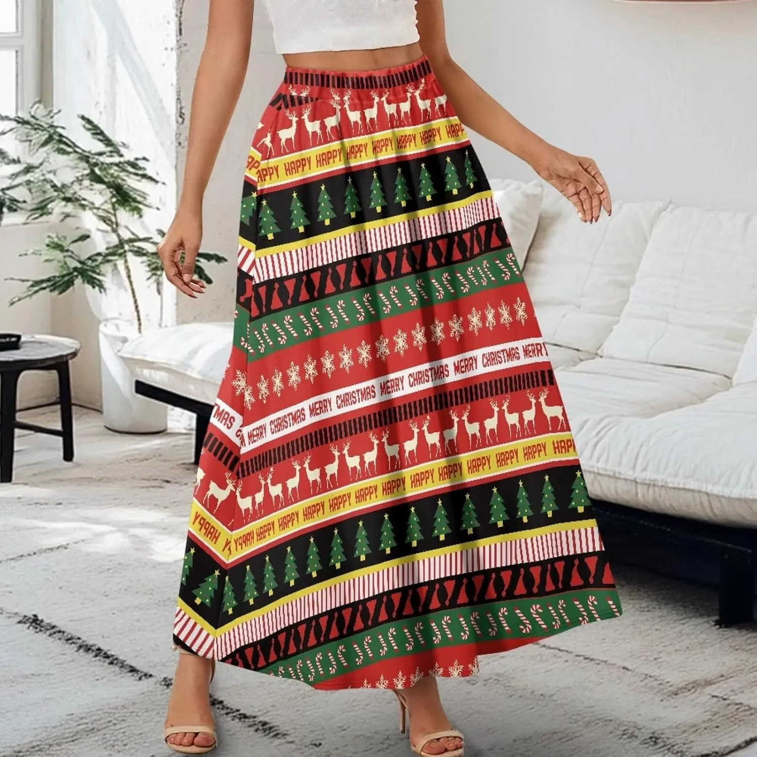 Women Full Length Skirt High Waisted Long Skirts with Pockets Fashion Flowy Swing A Line Maxi Skirt S-2XL