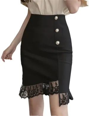 Women High Waist Bodycon Pencil Skirts Office Lady Straight Wrap Skirt Black Midi Skirts
