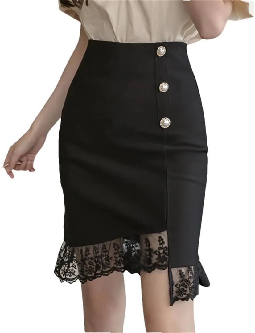 Women High Waist Bodycon Pencil Skirts Office Lady Straight Wrap Skirt Black Midi Skirts