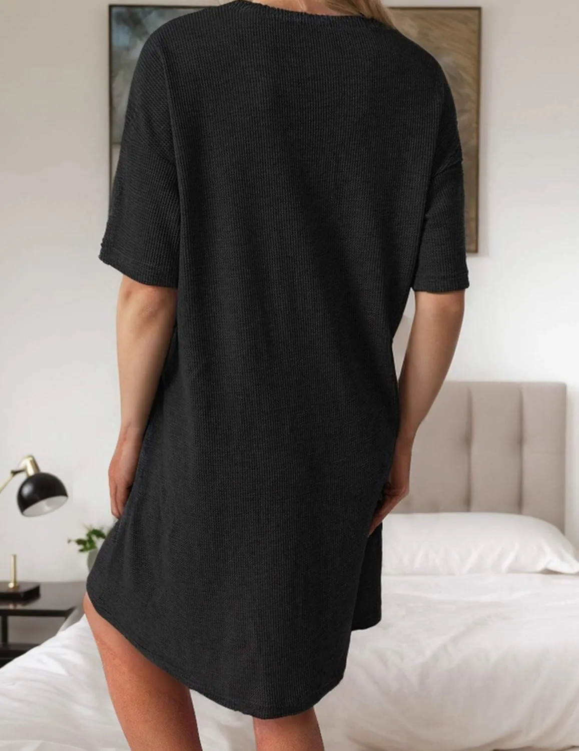 Women Summer Dress Casual Short Sleeve T Shirt Dreses 2024 Flowy Beach V Neck Sundresses with Pockets