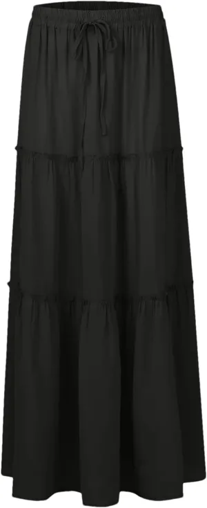 Women Summer Pleated Long Skirts Casual Loose Fit Elastic Waisted Flowy Swing A-Line Midi Skirts