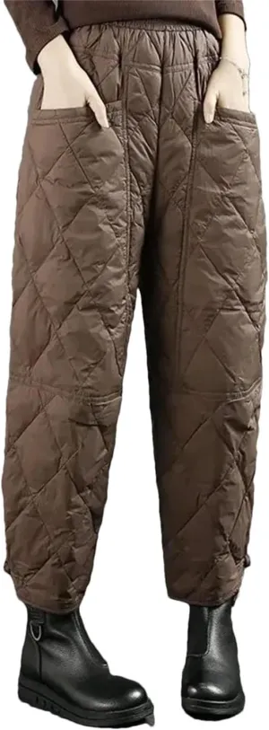 Women Thicken Solid Harem Pants Winter High Waist Down Cotton Windproof Pantalones Loose Ankle Length
