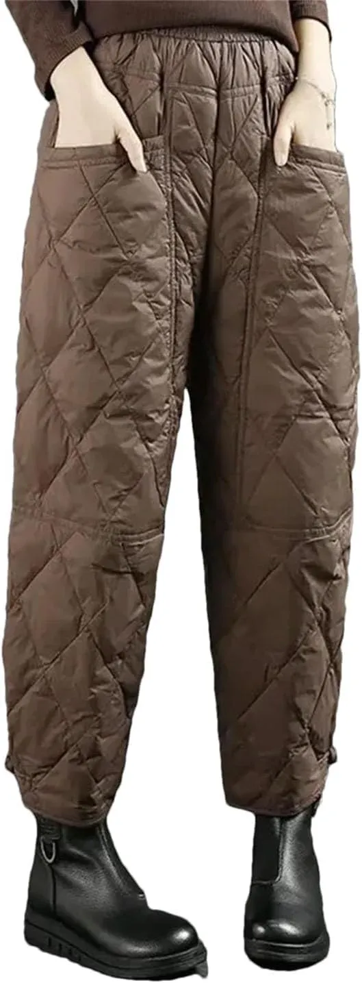 Women Thicken Solid Harem Pants Winter High Waist Down Cotton Windproof Pantalones Loose Ankle Length