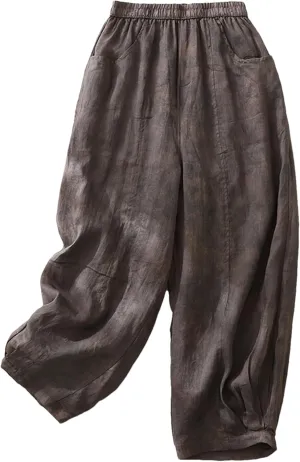 Women Wide Leg Straight Bloomers Summer Tie-Dyed Thin Lantern Pants Casual Loose Harem Pants