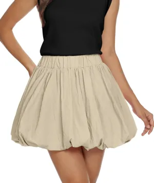 Women's Bubble Mini Skirts Balloon High Waisted Skorts Puffy Hem Summer Trendy Cute Going Out Party Skirt