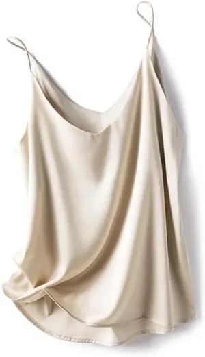 Women's Camisole Summer Real Silk Solid Color V-Neck Tank Top
