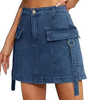 Women's Cargo Skirt Casual Wrap Bodycon Pockets Skirts Solid Color Low Waisted Pure Comfort Skirt 2025 Outfits