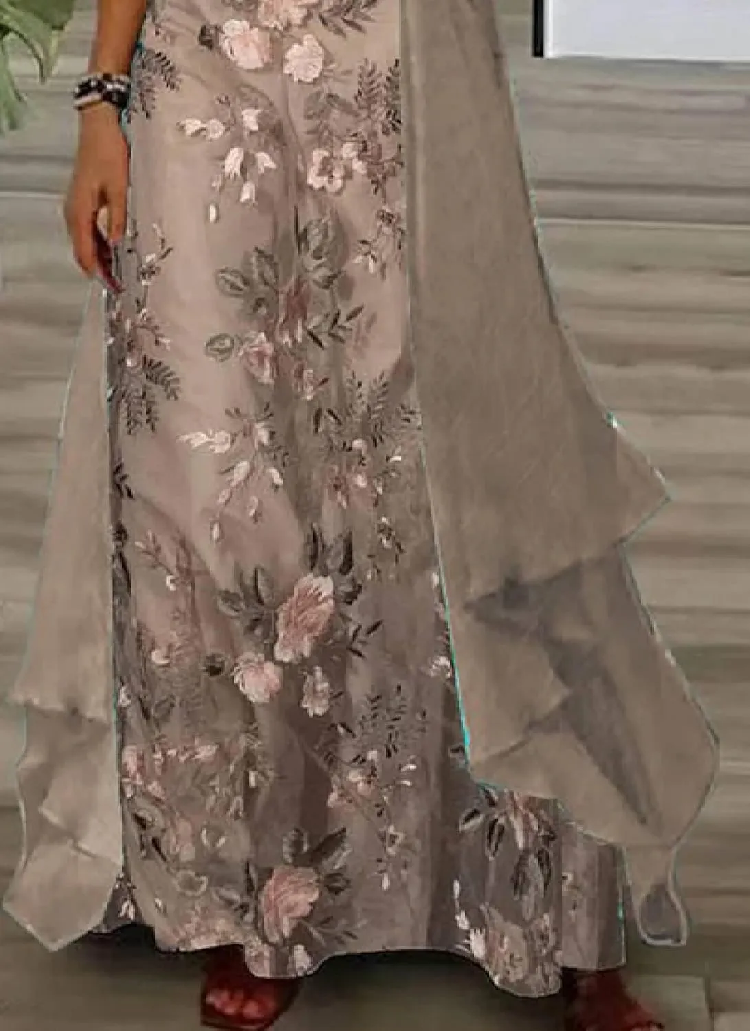 Women's Casual 2 Piece Set 2025 Flowy Summer Outfits Floral Print Maxi Dress with Jacket Loose Irregular Hem Dresses