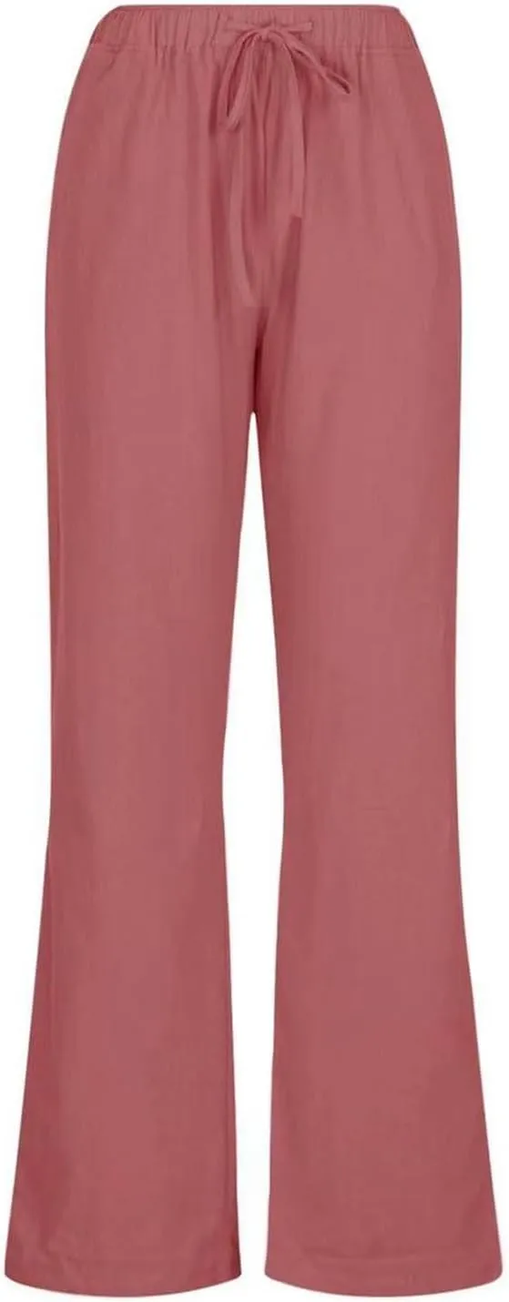 Women's Cotton Linen Pants,Summer Wide Leg Casual Loose Drawstring High Waist Palazzo Pants Trousers with Pockets