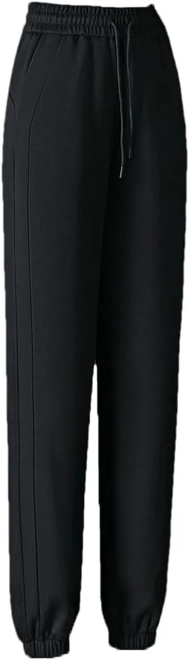 Women's Elastic Lace-Up High Waist Sports Pants Loose Fit Casual Harem Nine-Point Pants
