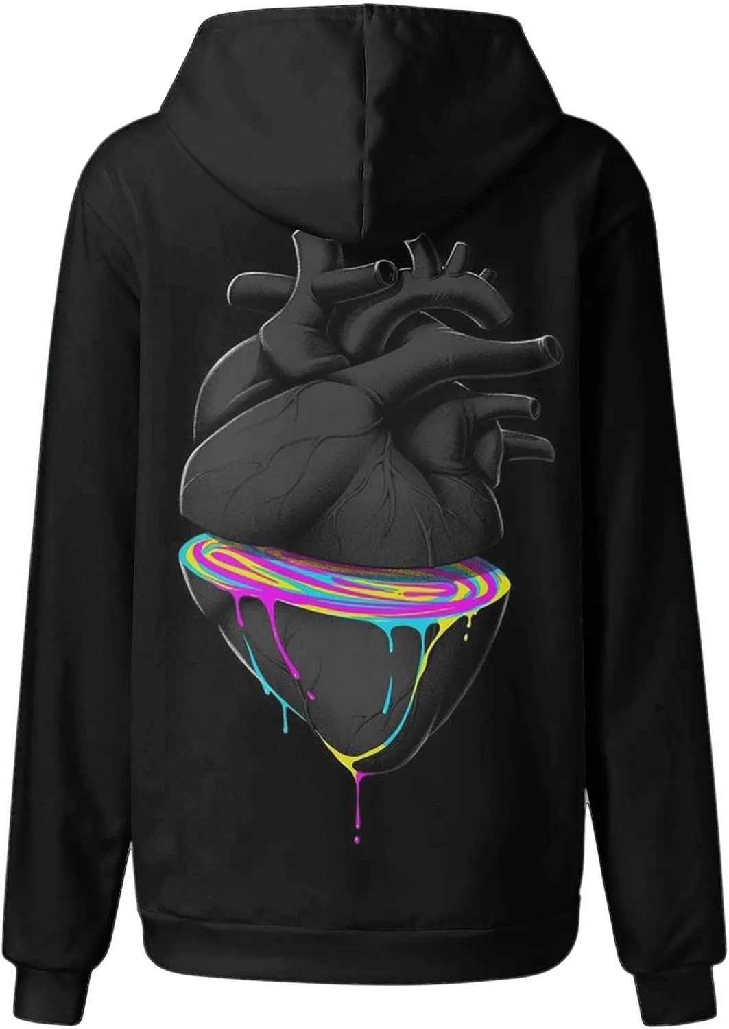 Women's Fashion Casual Hoodies Color Block Long Sleeve Drawstring Button Down Pullover Fall Sweatshirt Tops With Pocket