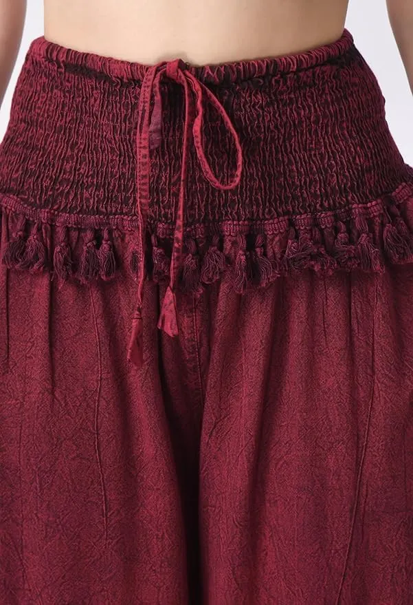 Women's Harem Pants, Smocked Waist, Loose Fit Joggers with Drawstring Free Size
