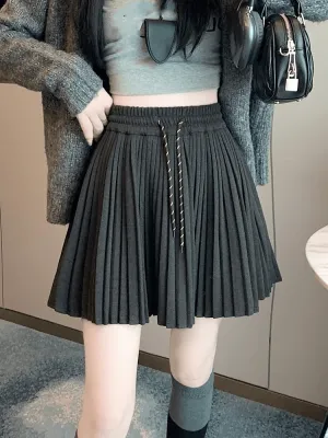 Women's High Waist Short Skirt Autumn and Winter Pleated Skirt