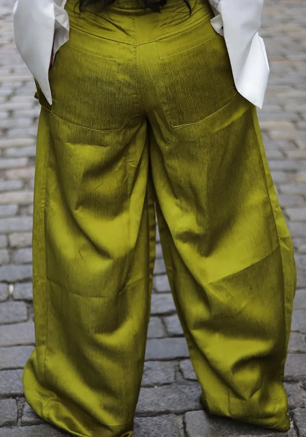 Women's High Waisted Satin Cargo Pants Baggy Pants Wide Leg Casual Pants with Pocket Streetwear