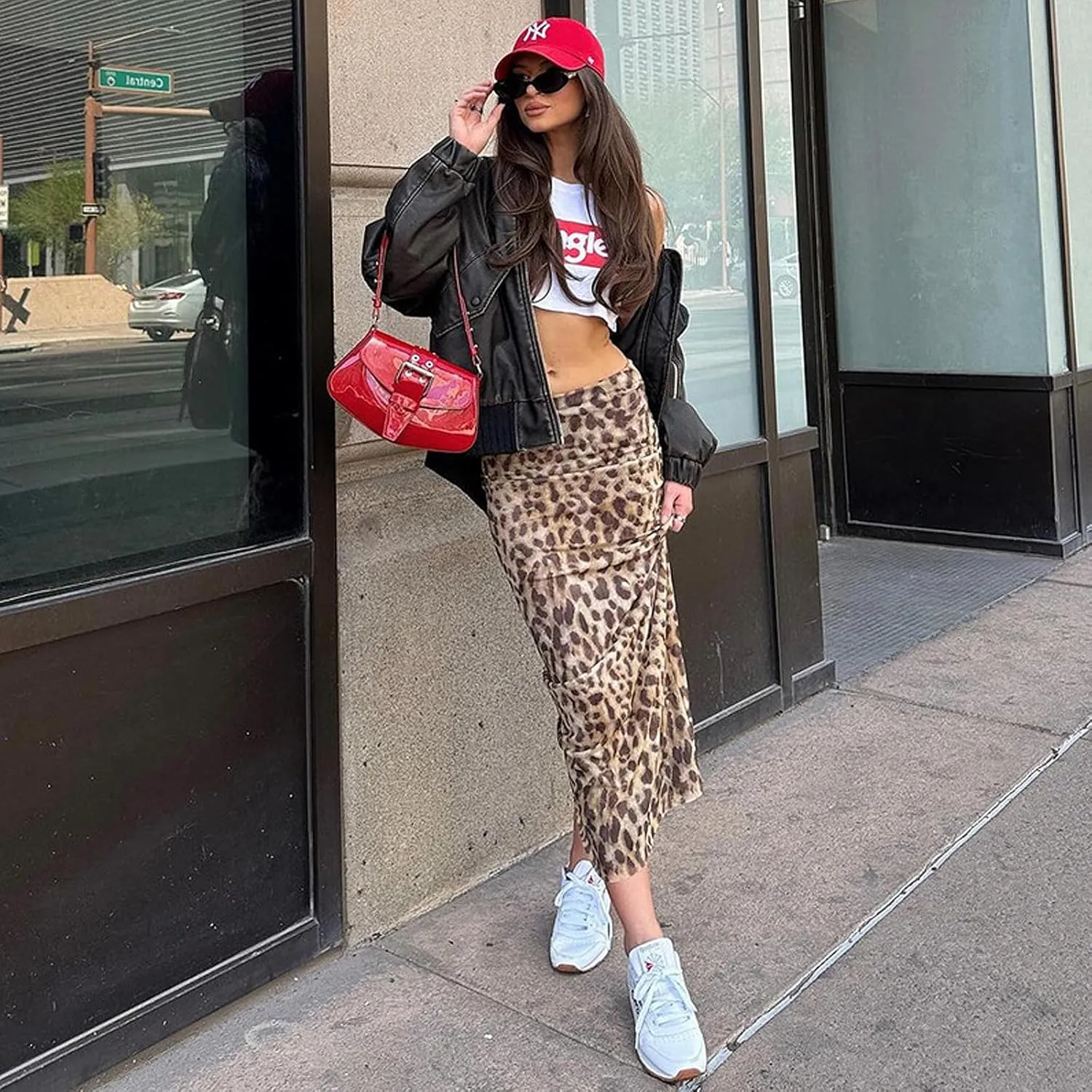Womens Leopard Print Maxi Skirt Y2K Cheetah Print Low Waist Bodycon Long Pencil Skirt Vintage Skirt