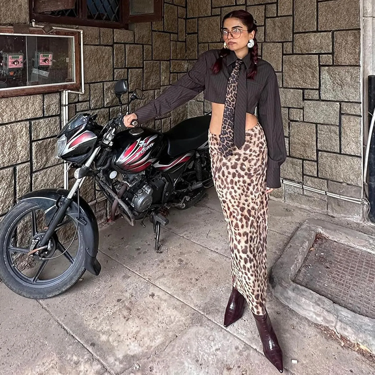 Womens Leopard Print Maxi Skirt Y2K Cheetah Print Low Waist Bodycon Long Pencil Skirt Vintage Skirt