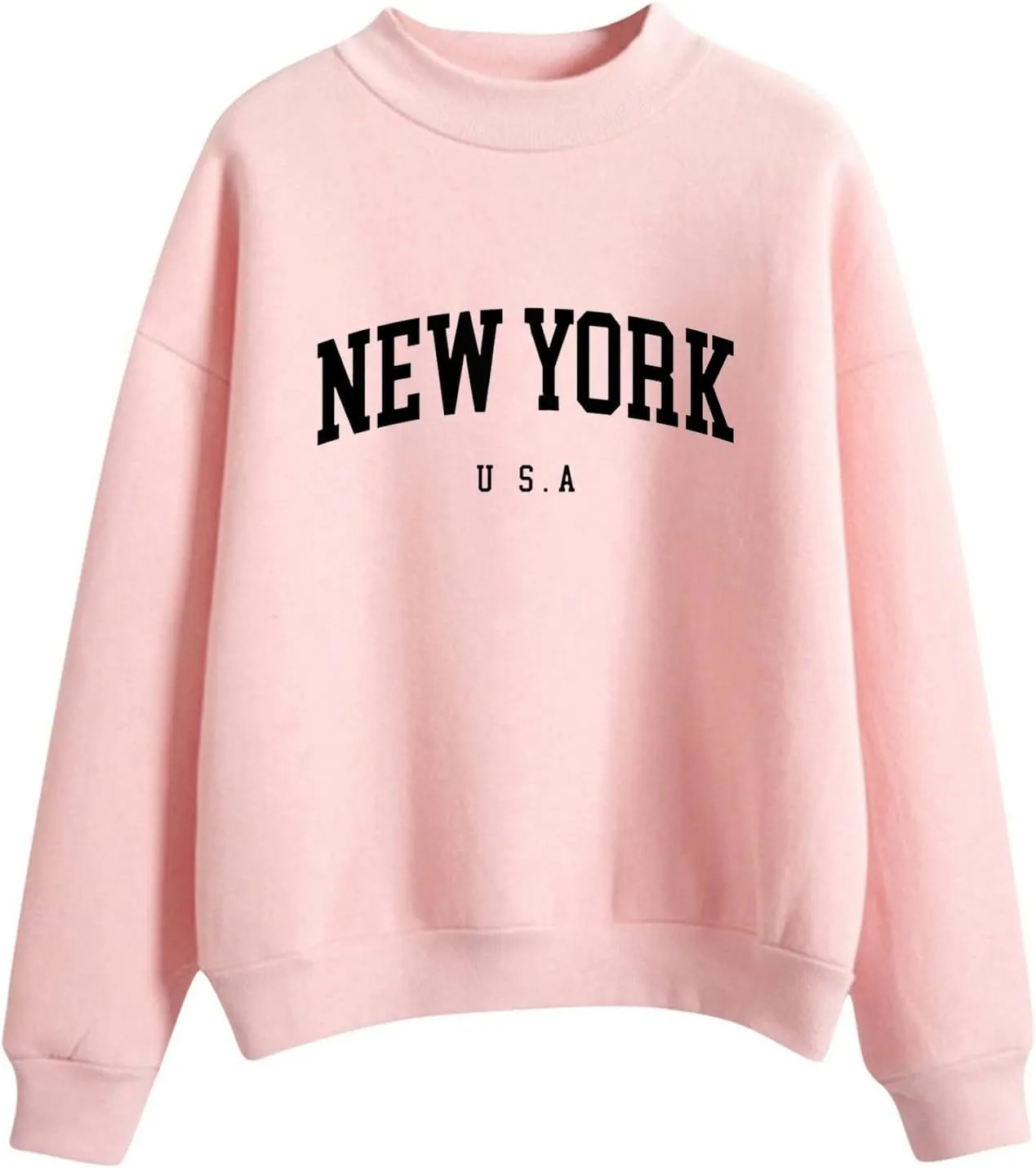Womens New York Sweatshirt Round Neck Letter Graphic Cute Sweatshirt Oversized Casual Hoodie Teen Girls Fall Y2K Clothes