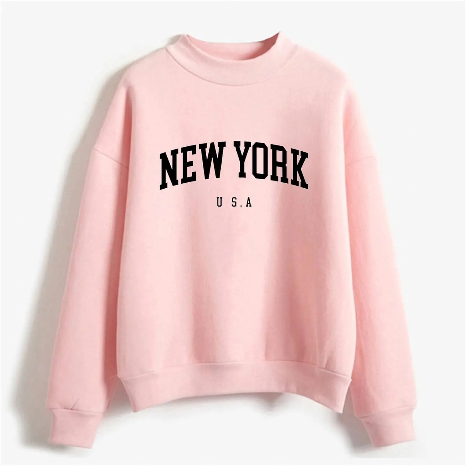 Womens New York Sweatshirt Round Neck Letter Graphic Cute Sweatshirt Oversized Casual Hoodie Teen Girls Fall Y2K Clothes