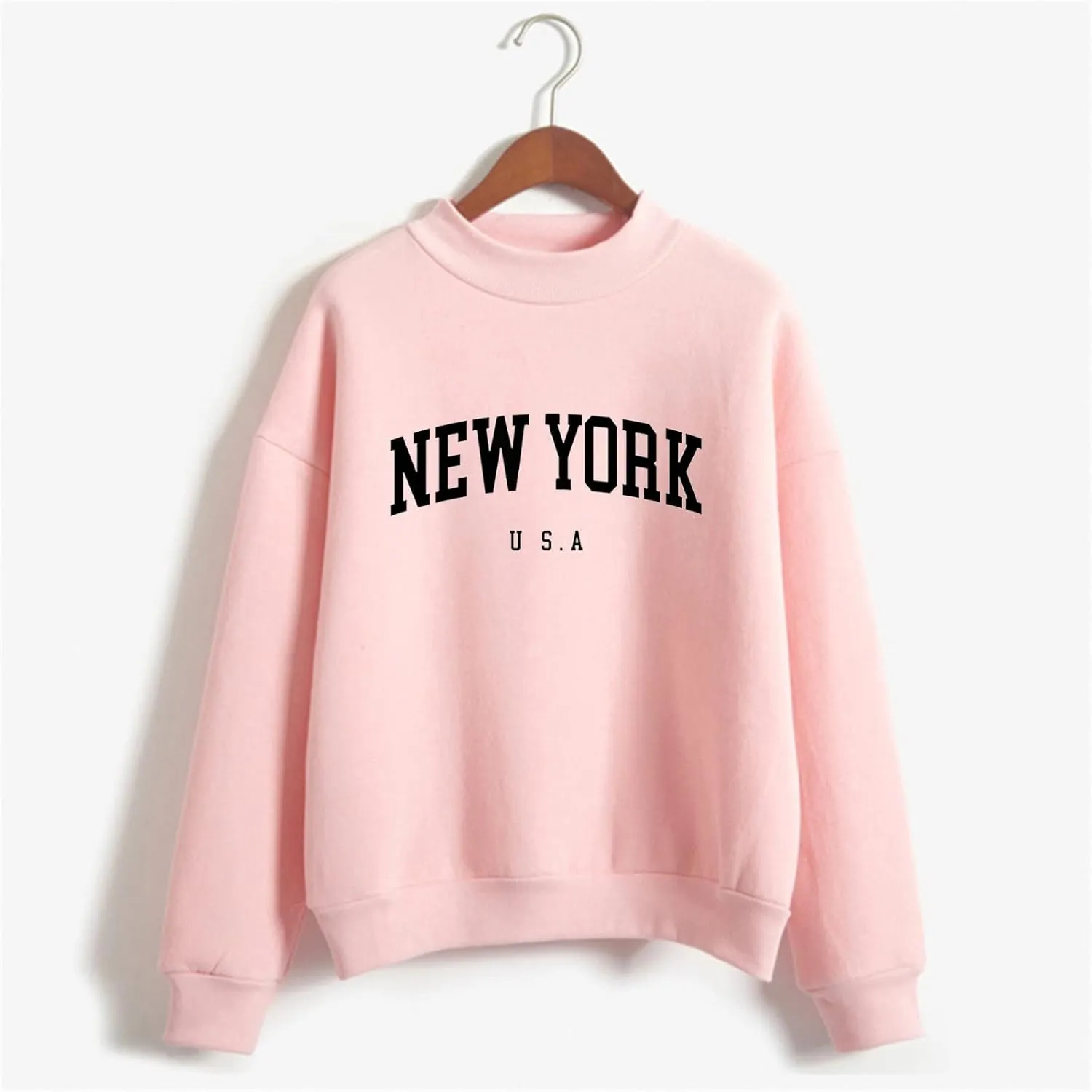 Womens New York Sweatshirt Round Neck Letter Graphic Cute Sweatshirt Oversized Casual Hoodie Teen Girls Fall Y2K Clothes