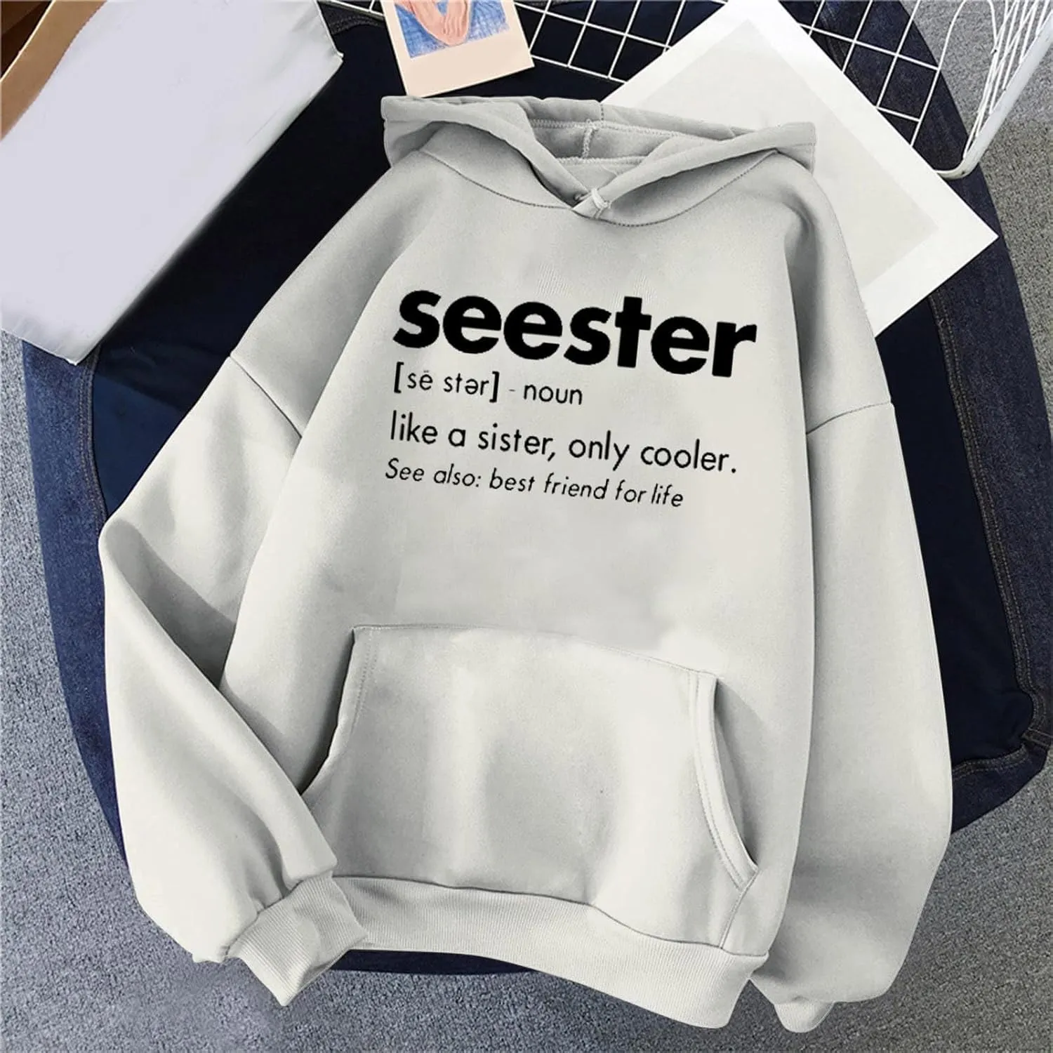 Womens Oversized Hoodies Letter Print Hooded Pullover Casual Sweatshirt 2024 Fashion Fall Clothes Outfits with