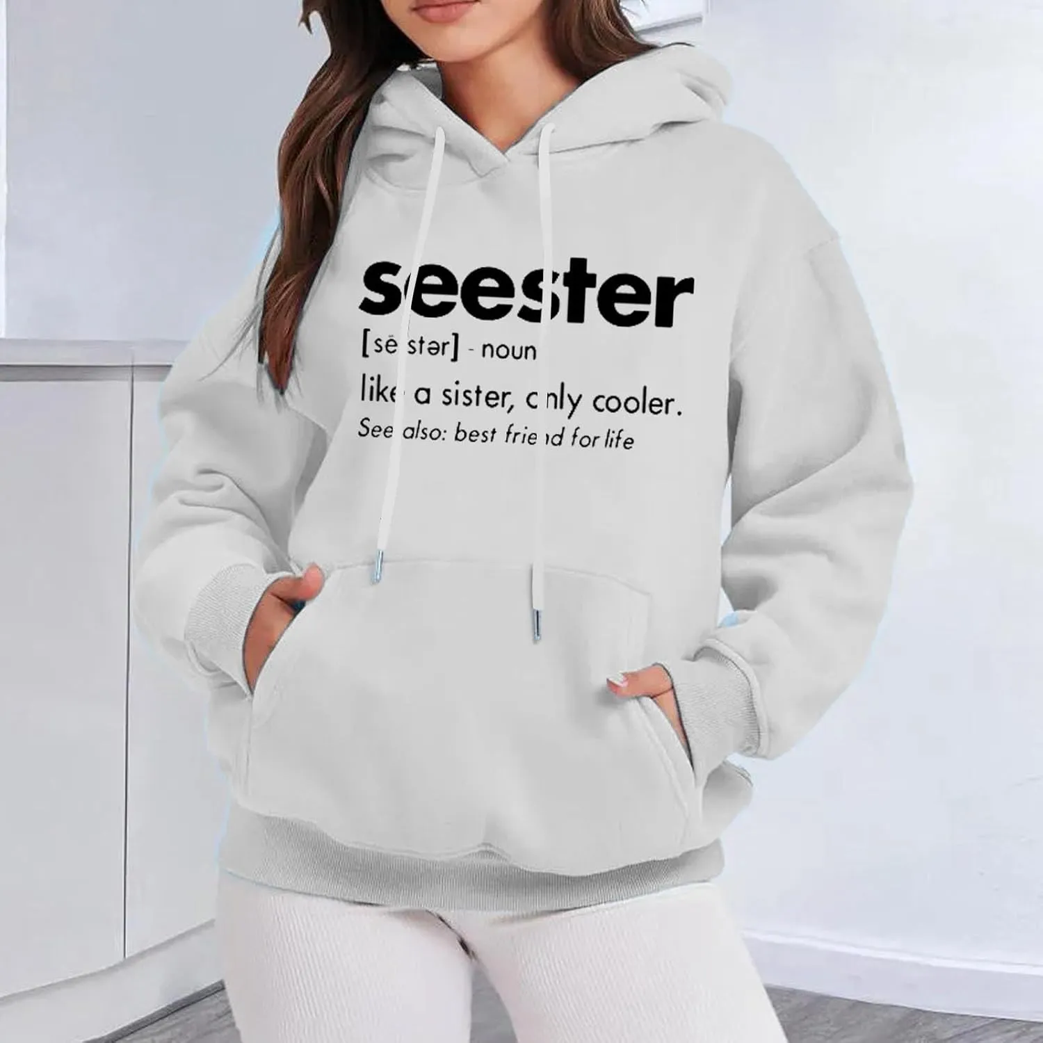 Womens Oversized Hoodies Letter Print Hooded Pullover Casual Sweatshirt 2024 Fashion Fall Clothes Outfits with