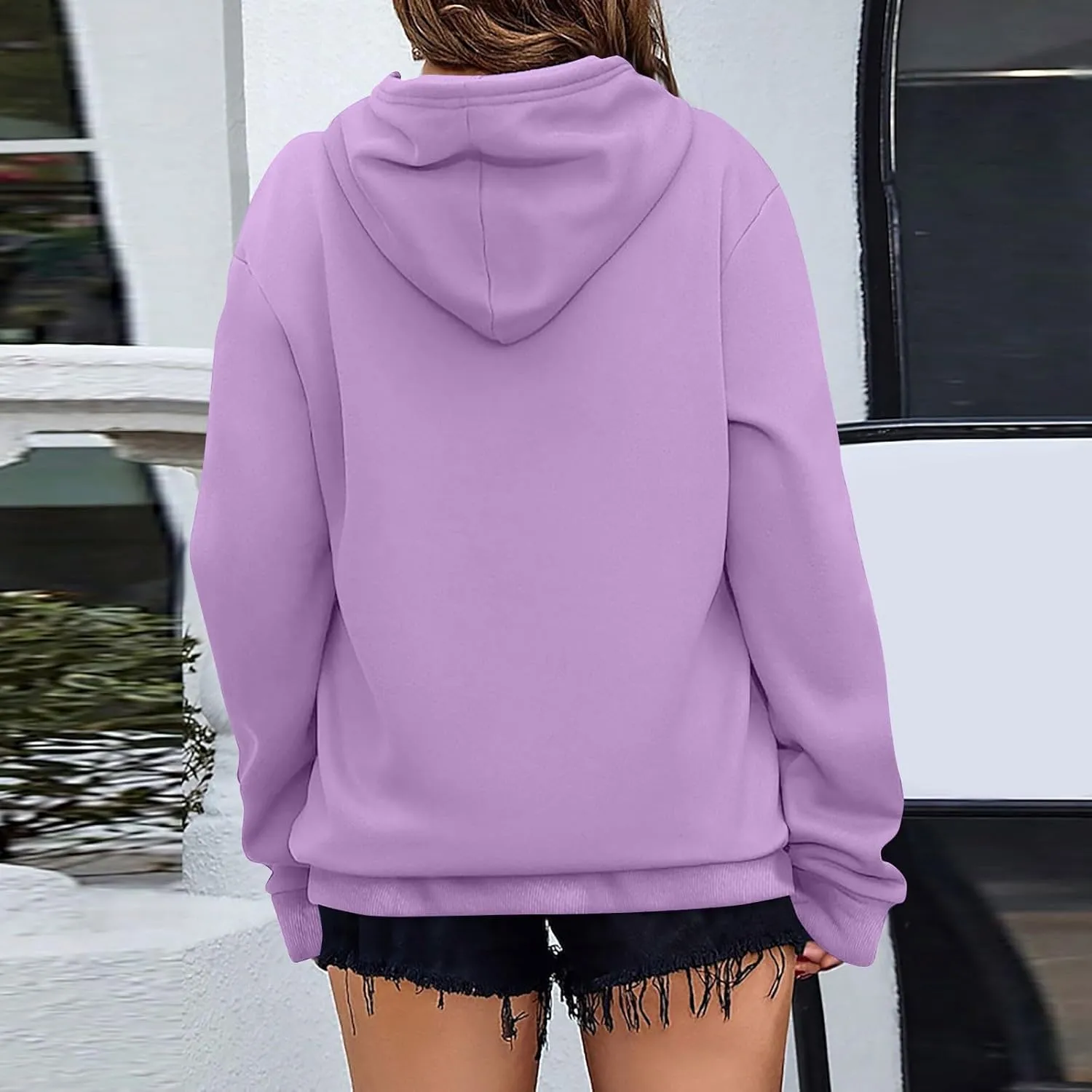 Women's Oversized Hoodies Lightweight Sweatshirts for Women 2024 Fall Solid Long Sleeve Pullover Tops with Pocket