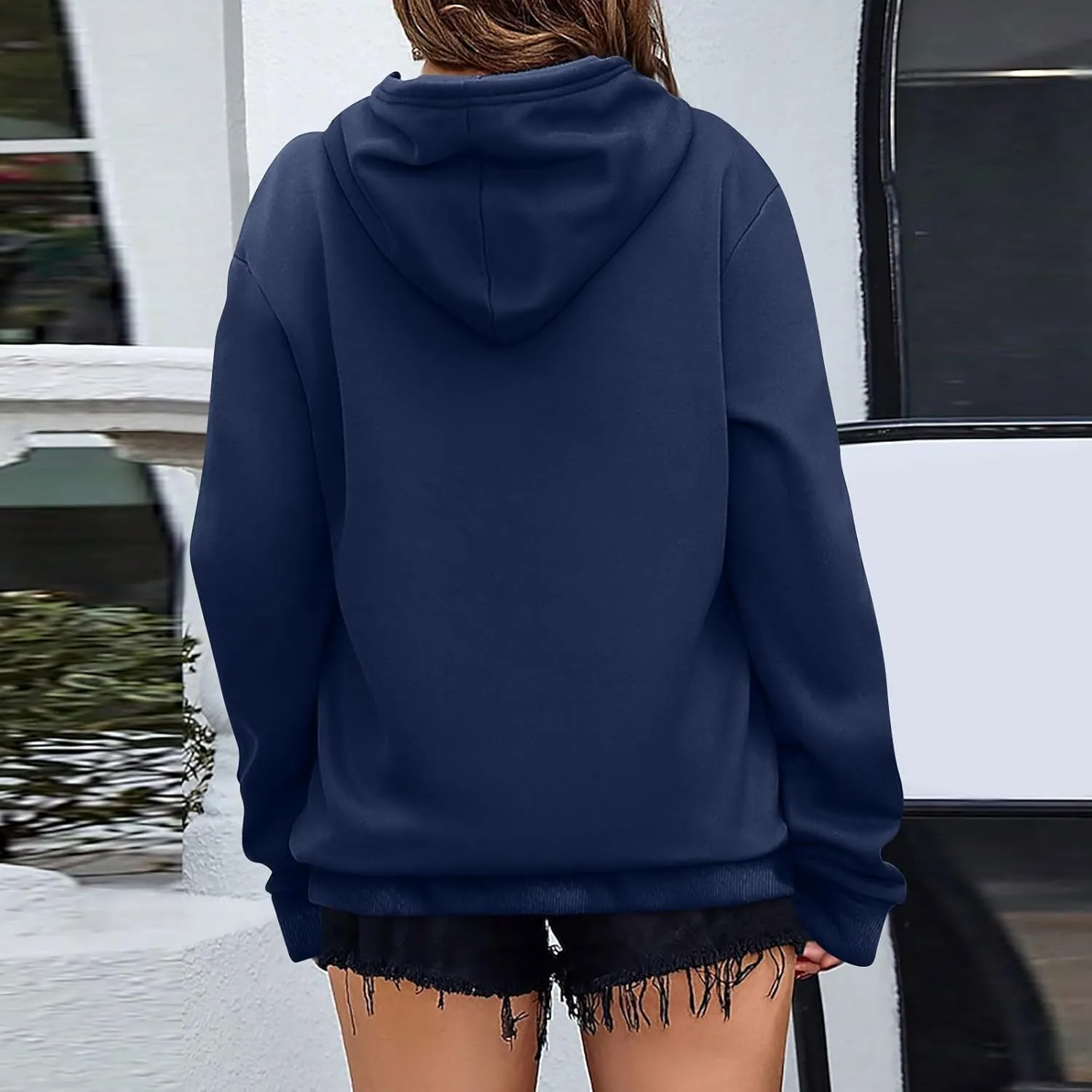 Women's Oversized Hoodies Lightweight Sweatshirts for Women 2024 Fall Solid Long Sleeve Pullover Tops with Pocket