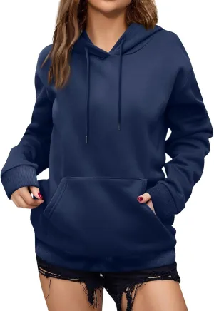 Women's Oversized Hoodies Lightweight Sweatshirts for Women 2024 Fall Solid Long Sleeve Pullover Tops with Pocket