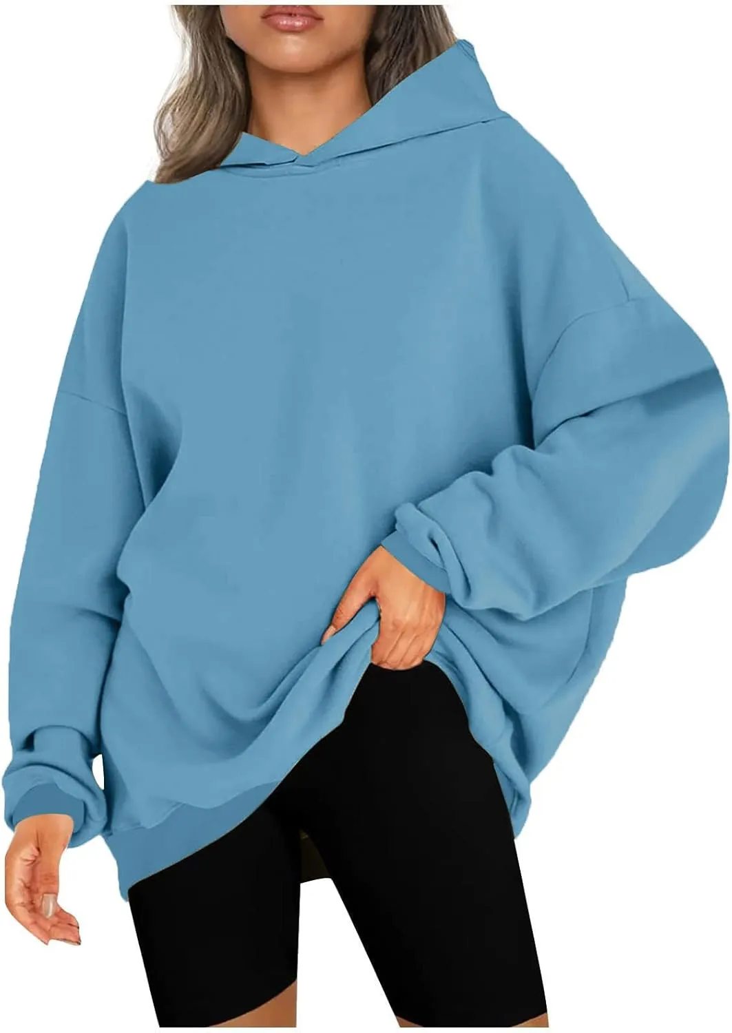 Womens Oversized Hoodies Sweatshirt Solid Color Pullover Fall Winter Outfits Casual Long Sleeve Tops